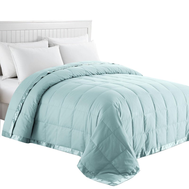 puredownÂ® Blankets King Size - Soft Lightweight Down Blanket for Bed, Cozy Warm Luxury Bed Blanket with Satin Trim, Blue (108"X90") - Image 1